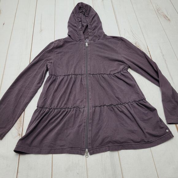 Neon Buddha Wendy brown tiered ruffle hoodie sweatshirt trapeze jacket y2k - Picture 1 of 6